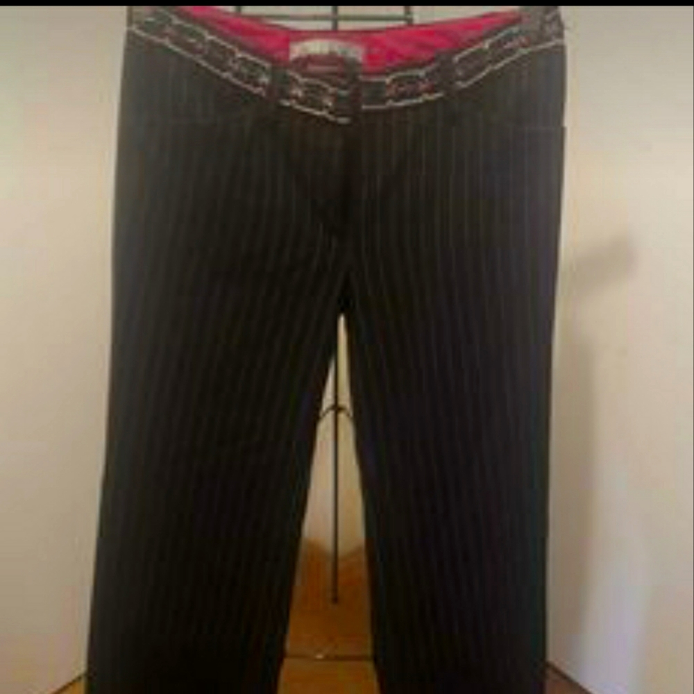 BLACK SHEIK DRESS PANTS WITH SMALL WHITE PINSTRIPE